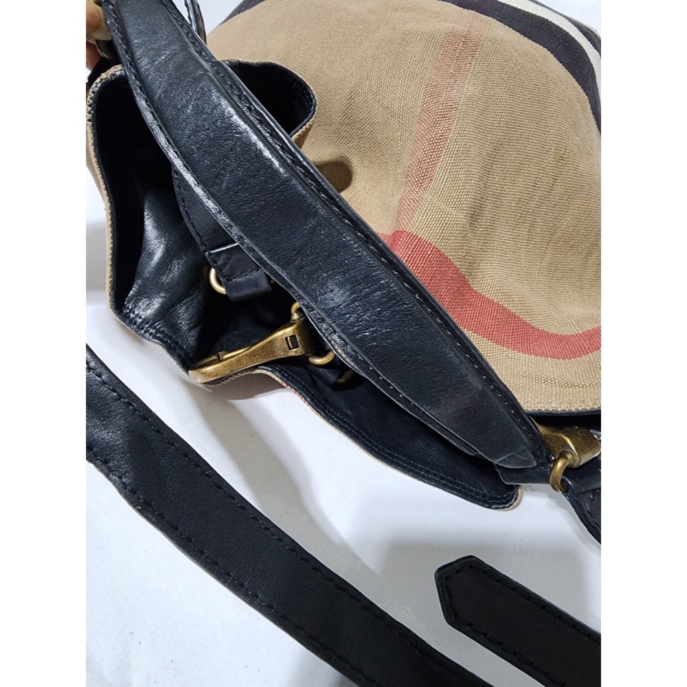 BURBERRY Canvas Mega Check Medium Ashby Hobo Saddle Bag Brown/Beige - Picture 12 of 14